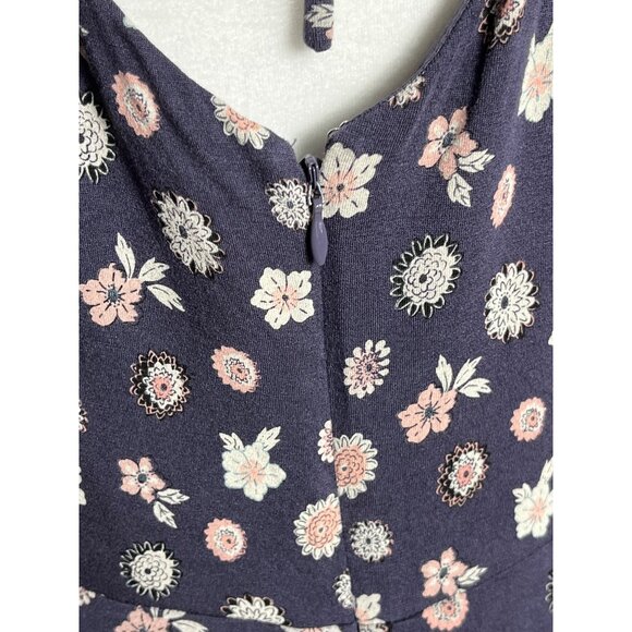 Loft Dress Rayon Knit Grayish Floral Fit & Flare Swingy Midi Comfortable Women M - Picture 3 of 10